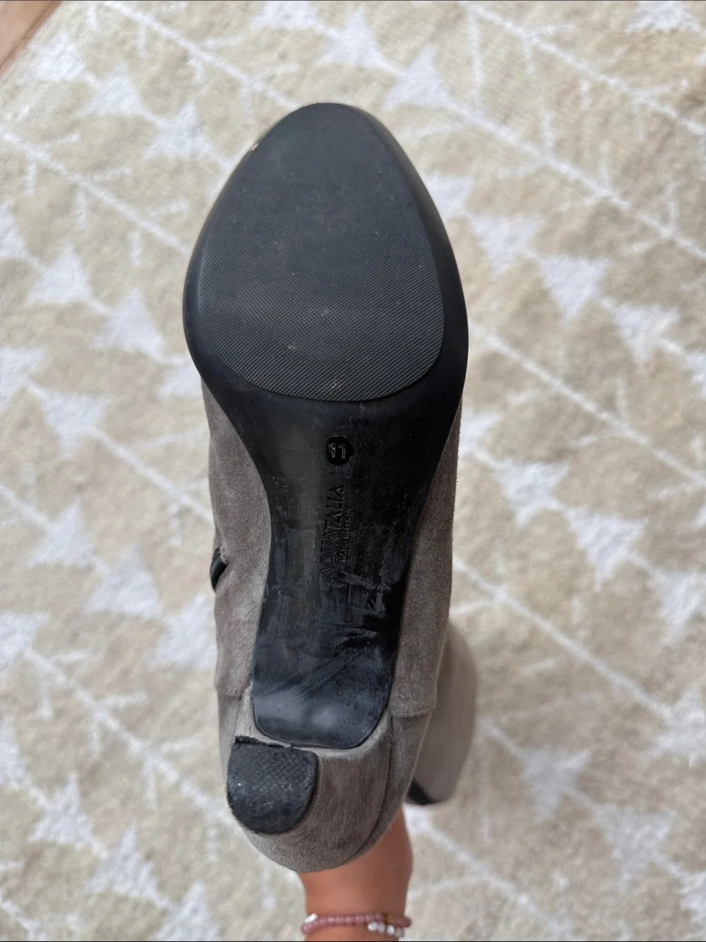 Aquatalia Gray Suede Over-the-Knee Heel Boot